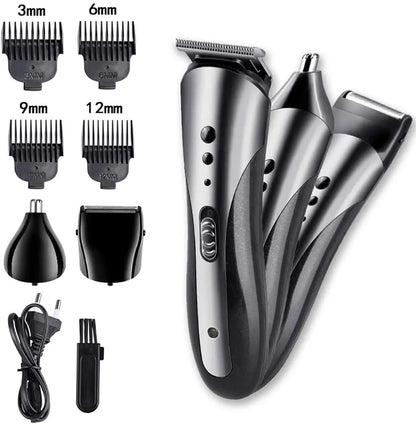KM-1407 3 in 1 Rechargeable Men Hair Clipper Shaver Electric Nose Ear Trimmer Beard Razor Haircut Cutting Machine Styling Tools