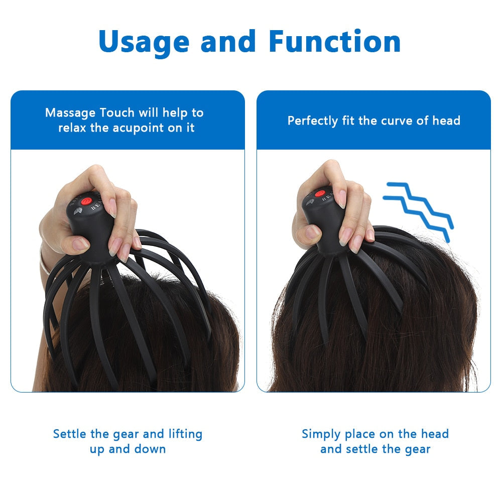 Electric Octopus Claw Scalp Massager Stress Relief Therapeutic Head