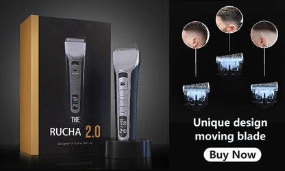 Hair Trimmer Rechargeable Electric Hair Clipper Ceramic Blade LCD Display Salon Men Hair Cutting Machine