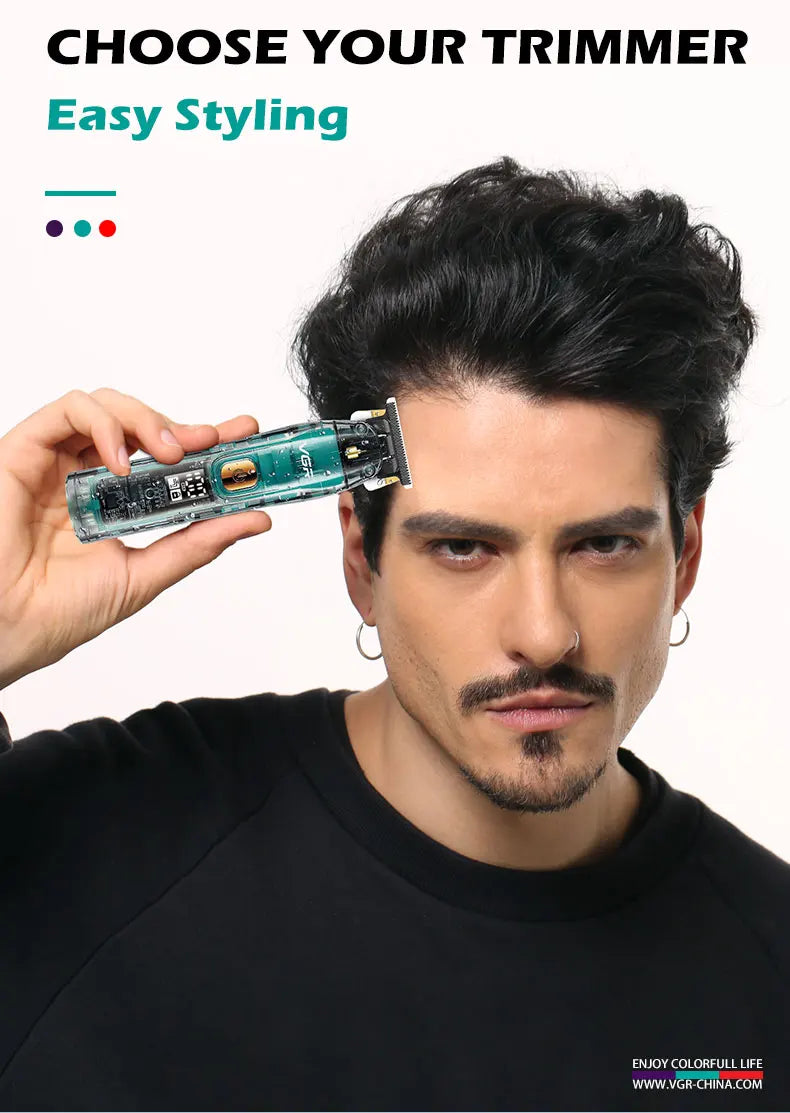 Original VGR Professional Hair Trimmer For Men Electric Beard Trimmer Rechargeable Hair Clipper Washable Haircut Barber Shop Kit