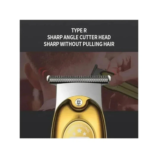 Kemei KM-679 Wholesale Electric Gold Silver Color Hair Trimmer USB Charging Mini LCD Light Carving Scissors Hair Clipper for Men