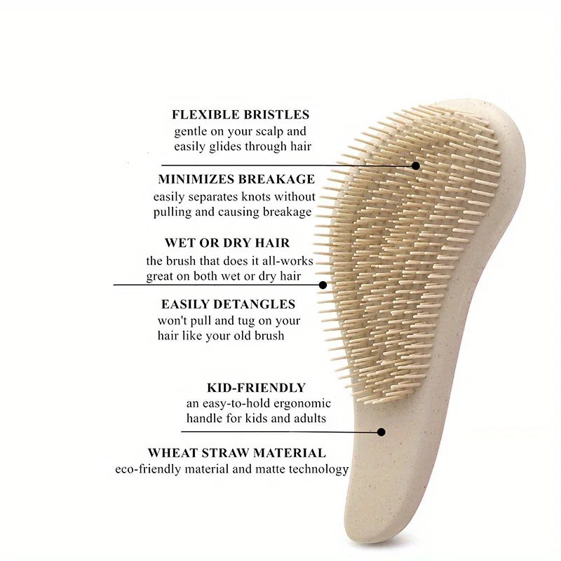 Eco-Friendly Hair Brush Set Soft Bristles & Portable Silicone Scalp
