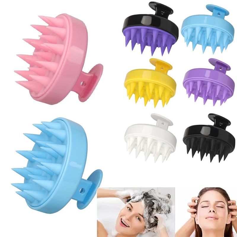 Silicone Shampoo Brush Head Scalp Massage Comb Hair Root Itching Clean
