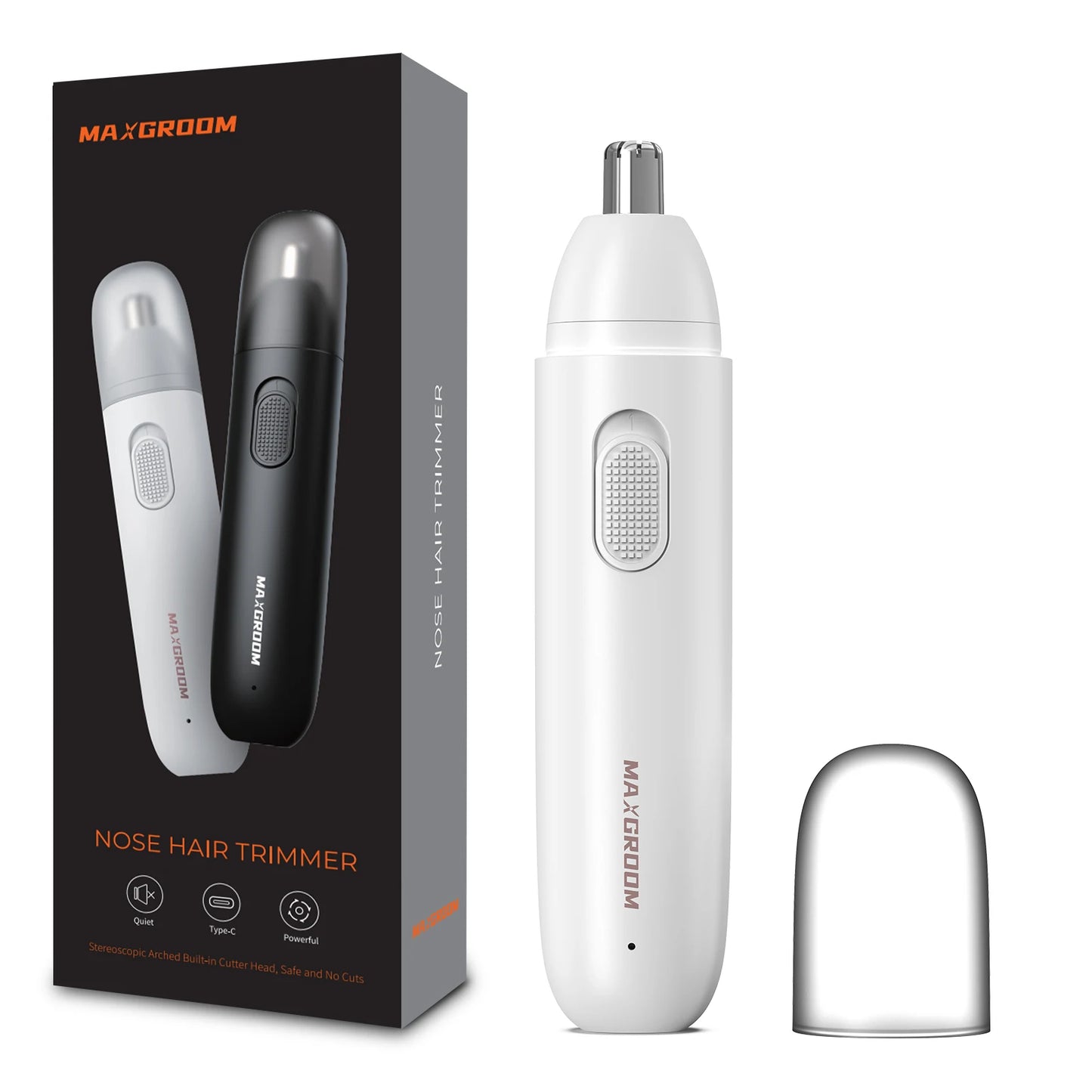 MAXGROOM Nose Hair Trimmer for Men Rechargeable 360 Rotating Dual-Blade Electric Shaver Eyebrows Nose Hair Trimmer Painless Safe