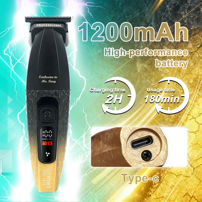 Kemei KM-1817 Hair Trimmer for Men DLC Blade T-Blade 7500RPM Full Metal LCD Display Low Noise Professional Finishing Machine