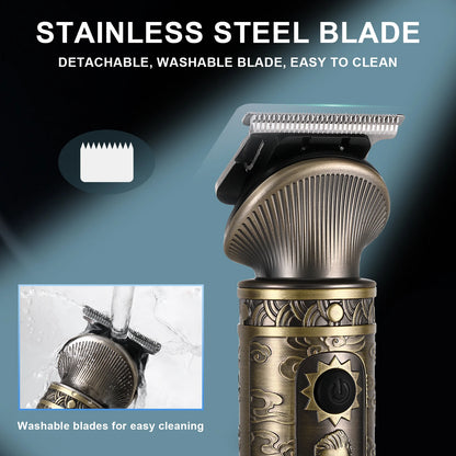 Hatteker Hair Trimmer Professional Hair Clipper Metal Hair Cutting Machine Electric Cordless Rechargeable Trimmer for Men