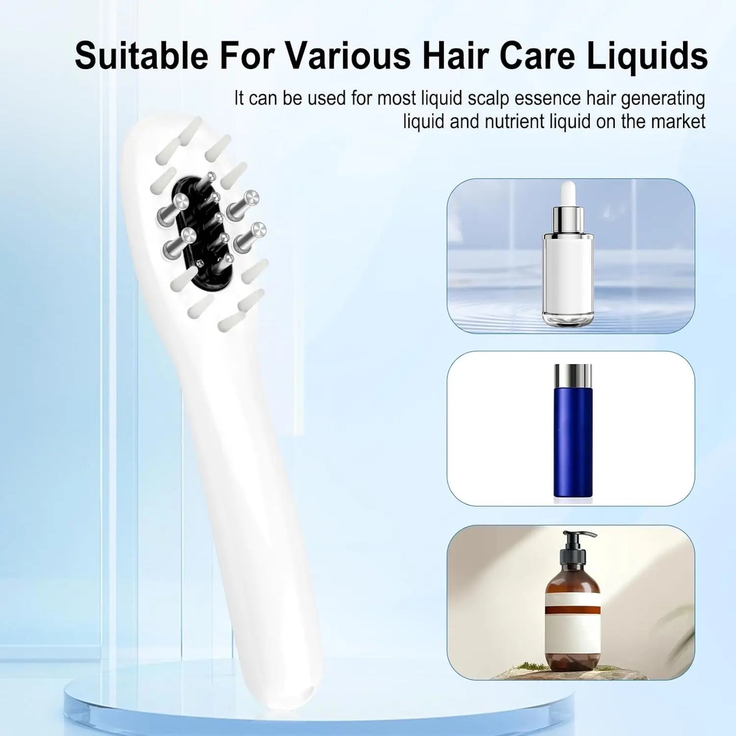 3 in 1 EMS Hair Growth Massage Comb with Hair Oil Dispenser Red Blue