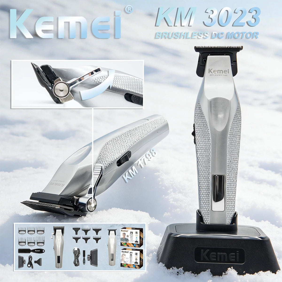 Kemei Hair Trimmer Professional Hair Clipper Electric Haircut Machine Rechargeable Hair Clipper 0 MM Trimmer for Men KM-3023-702