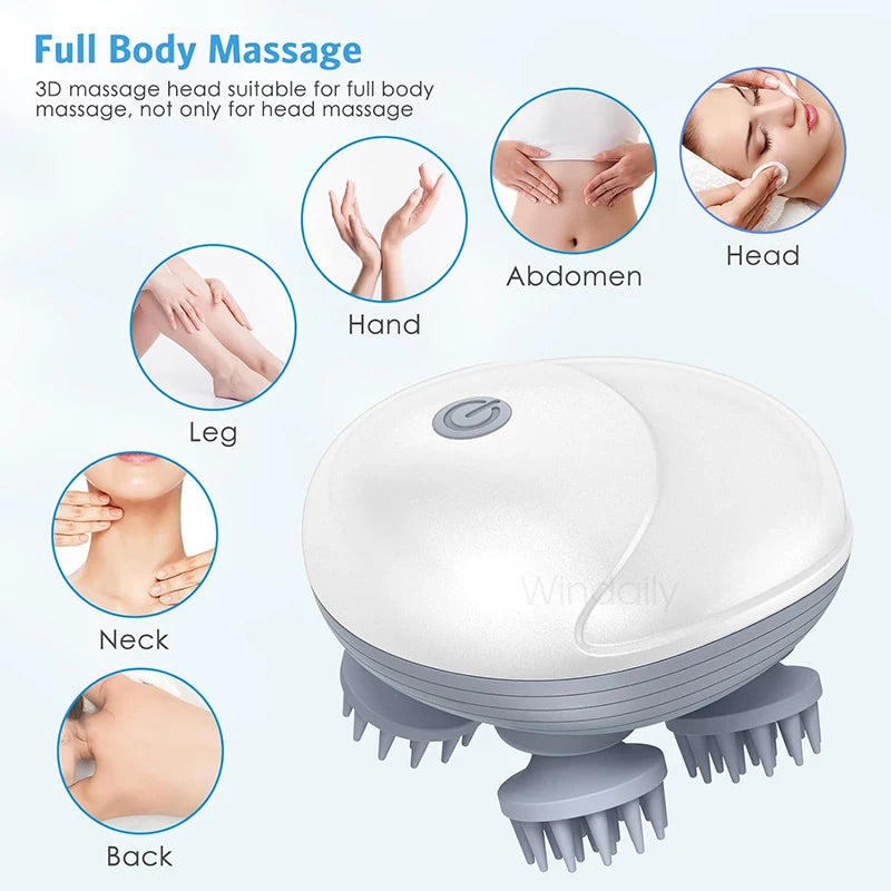 Electric Scalp Head Massager Kneading Vibrating Device Health Care