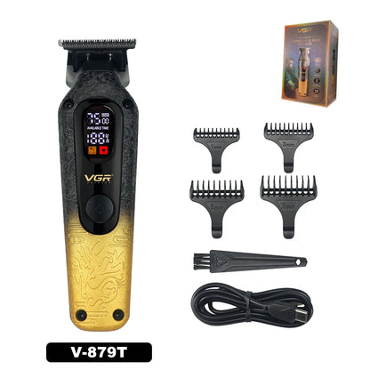 VGR V-879T Hair Trimmer for Men DLC Blade T-Blade 7500RPM LED Display 1500mAh Professional Hair Clipper Finishing Machine