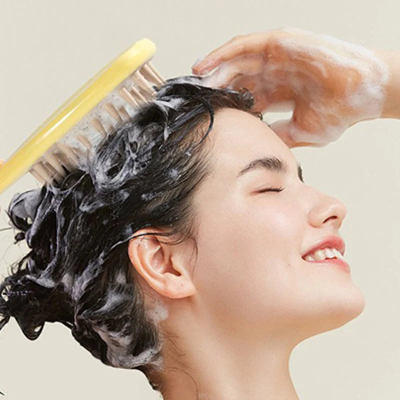 Long Handle Shampoo Brush Silicone Scalp Massage Hair Brush Head