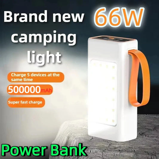 200000mAh Large Capacity Power Bank with Lights Portable USB C 22.5W Fast Charging External Spare Battery For IPhone Xiaomi 2026