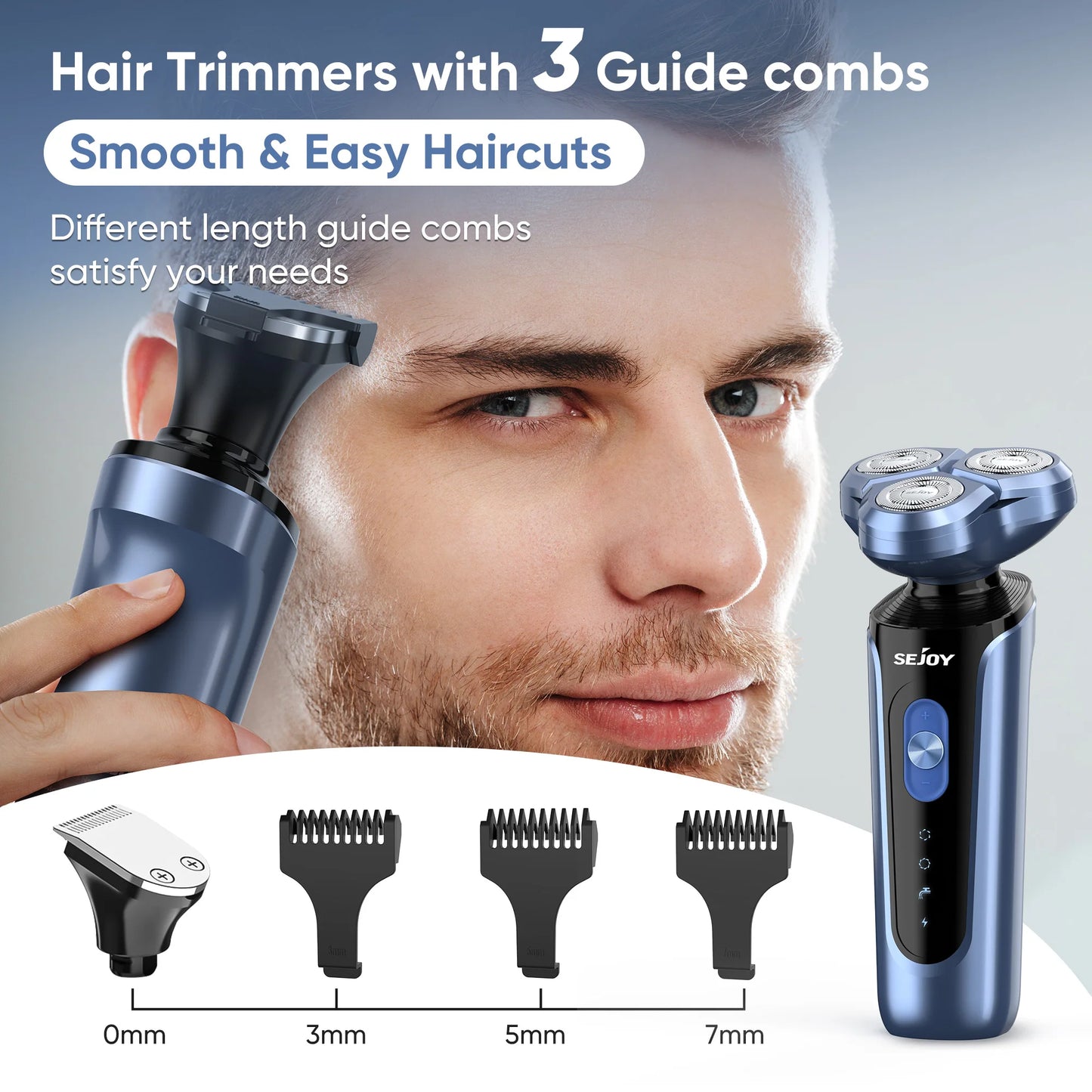 SEJOY Electric Shaver for Men,Hair Trimmer,Nose Hair Scissors,Facial Cleanser, Facial Massager Rechargeable Shaving Machine