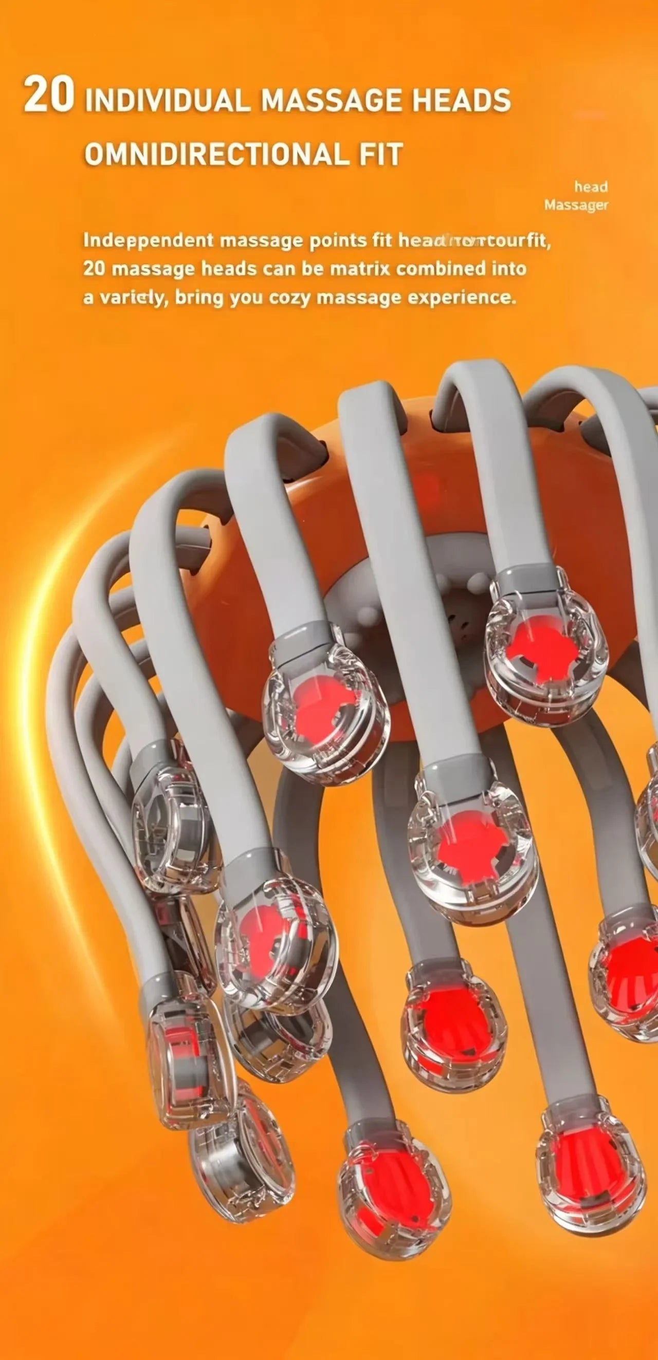 Orange Octopus Head Massager, 10/20 Independent Massage Heads,
