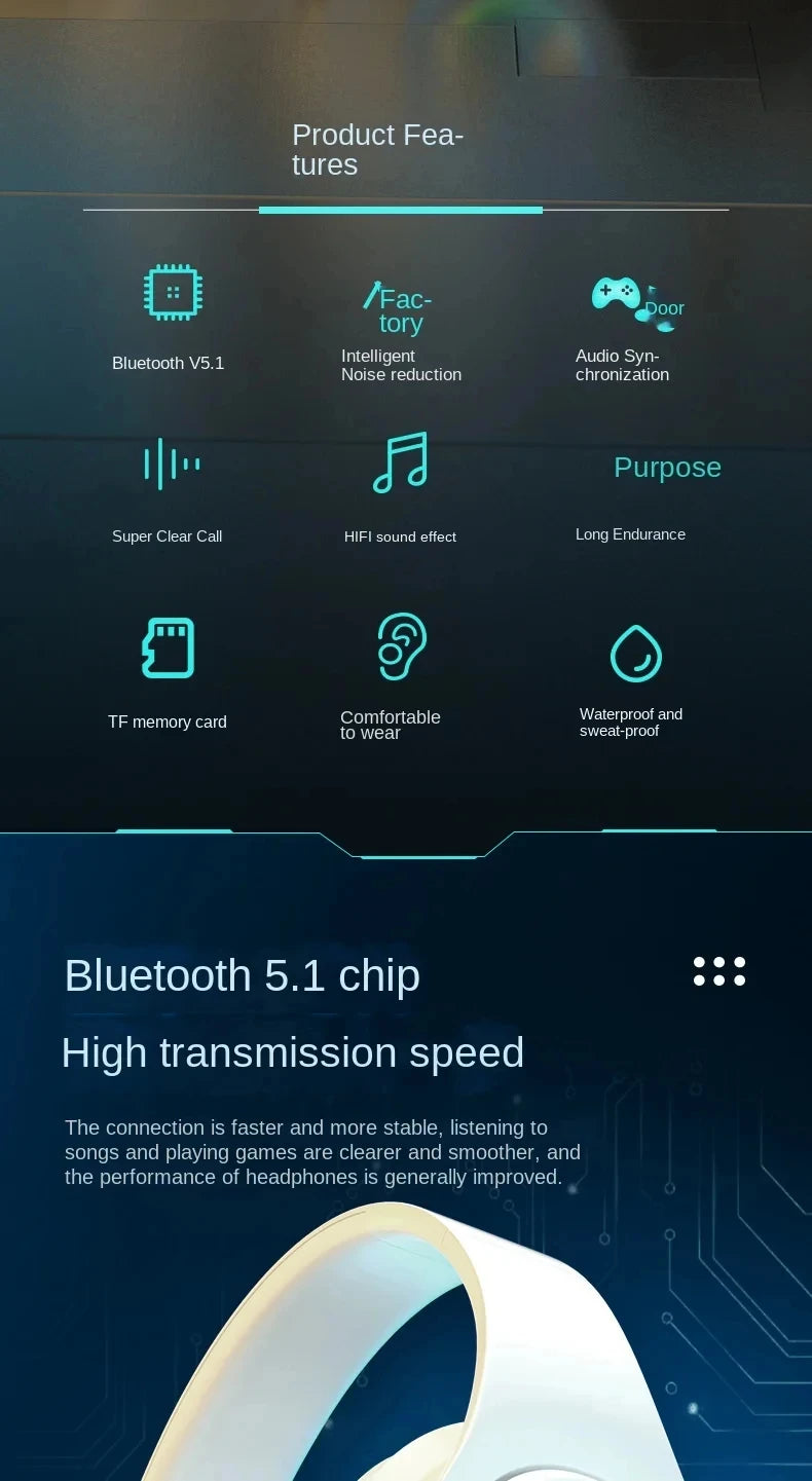 Bluetooth Headphones RGB Lighting Noise Cancellation Foldable Headsets Over Ear Stereo HIFI Sports Headset TF Music Player B39