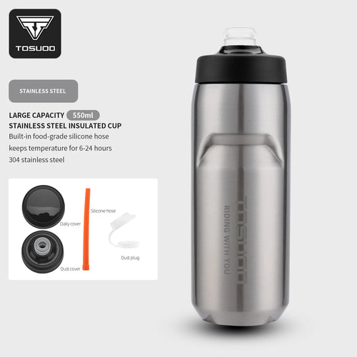 TOSUOD Stainless Steel Insulated Water Cup 550ML 304 Steel Cycling