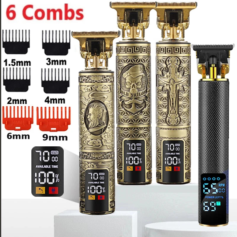 2023 T9 Hair Trimmer Barber Hair Clipper Cordless Hair Cutting Machine Beard Trimmer Shaving Machine Electric Razor Men Shaver