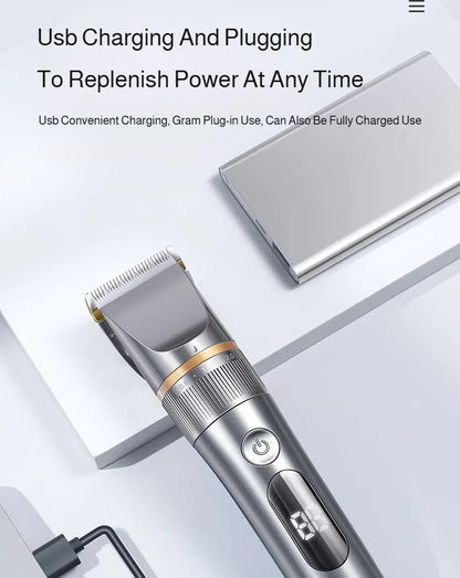 Professional Hair Clipper Set Electric Hair Trimmer with Limit Comb LED Digital Display USB Rechargeable Hair Care Tools