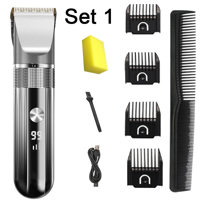 Electric Hair Clipper Professional Trimmer Household Waterproof LED Display Men Hair Trimmer USB Charging Haircut Tools Set