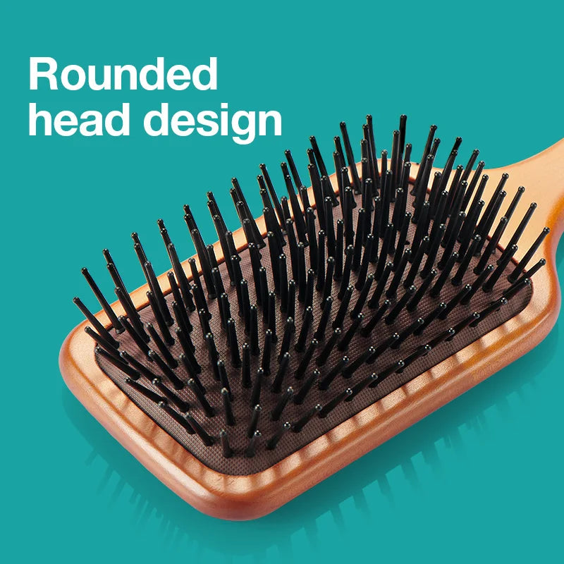 MR.GREEN Natural Maple Wood Hair Brush with Air Cushion Scalp