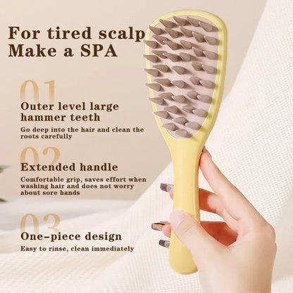 Long Handle Shampoo Brush Silicone Scalp Massage Hair Brush Head