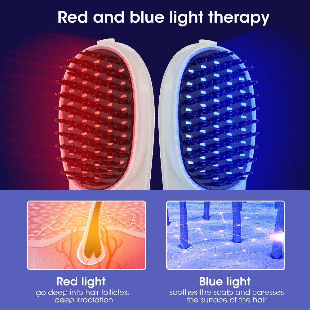 Red Blue Light Electric Massage Comb Scalp Head Massager Photon