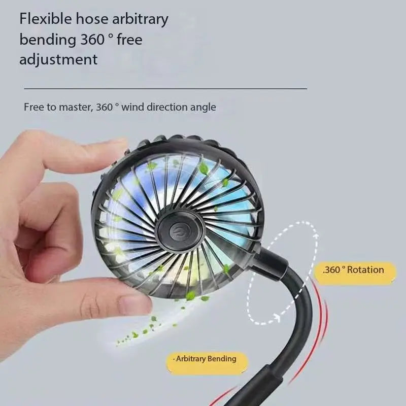 Portable Neck Fan,USB Hands Free Neck Hanging Rechargeable Mini