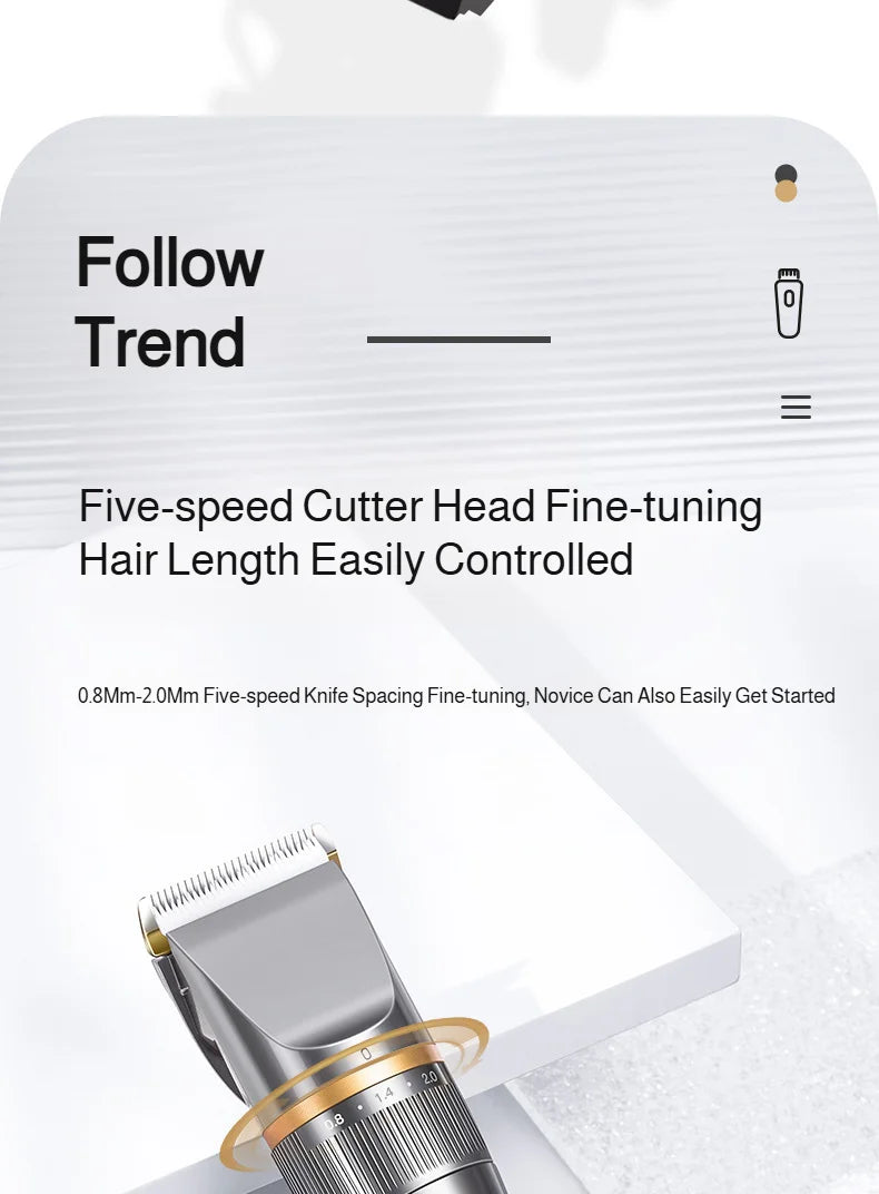 Professional Hair Clipper Set Electric Hair Trimmer with Limit Comb LED Digital Display USB Rechargeable Hair Care Tools