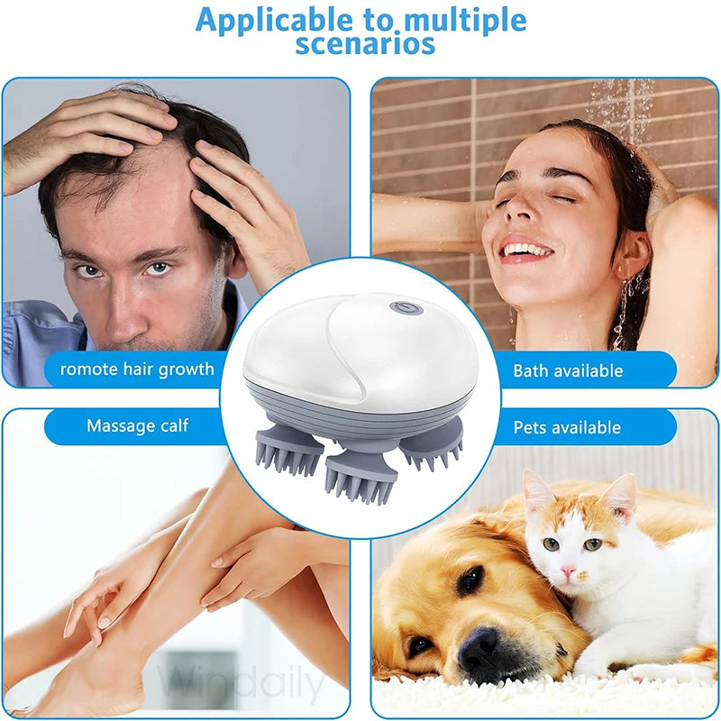 Electric Scalp Head Massager Kneading Vibrating Device Health Care