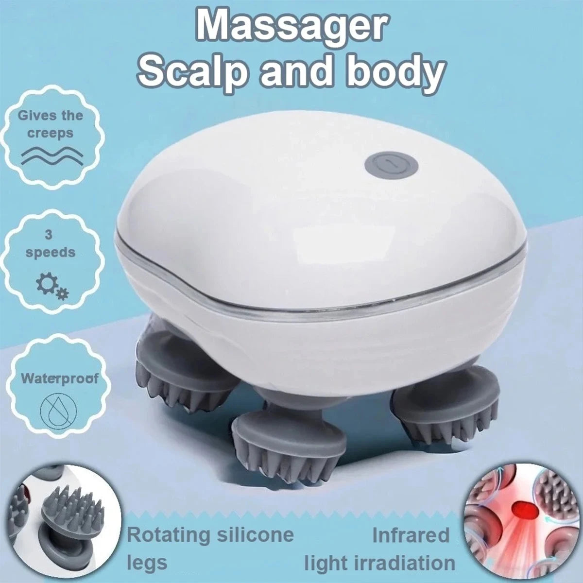 Head Massager with Adjustable Speed for Scalp Massage Red Light for