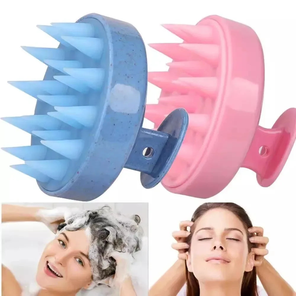 Silicone Shampoo Brush Head Scalp Massage Comb Hair Root Itching Clean