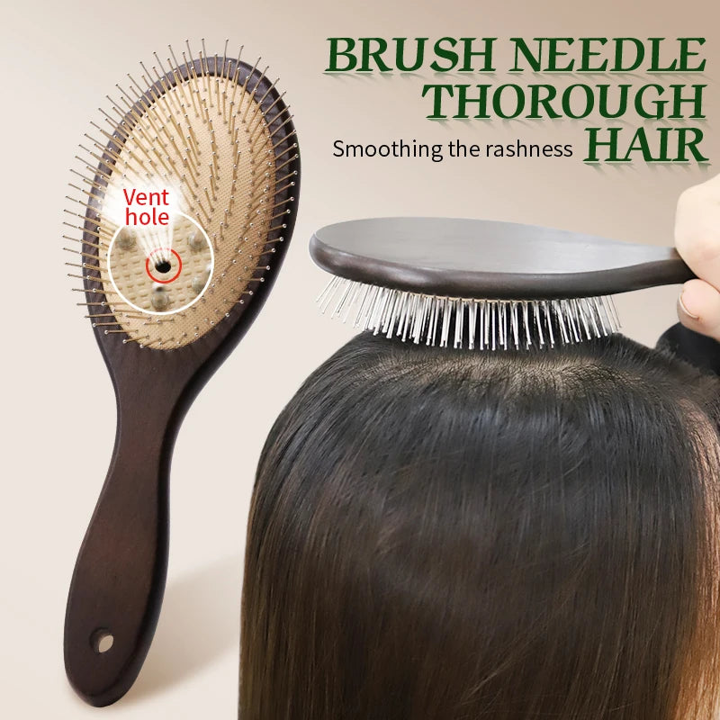 Black Color Steel Hair Brush Women Head Scalp Massage Airbag
