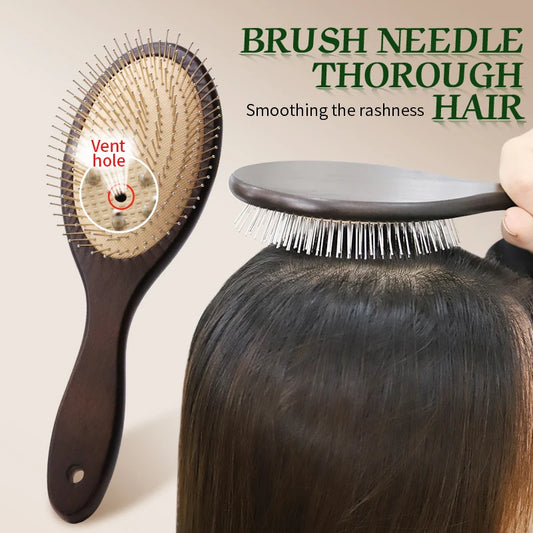Black Color Steel Hair Brush Women Head Scalp Massage Airbag