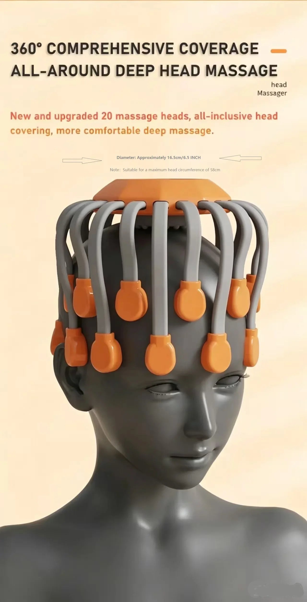 Orange Octopus Head Massager, 10/20 Independent Massage Heads,