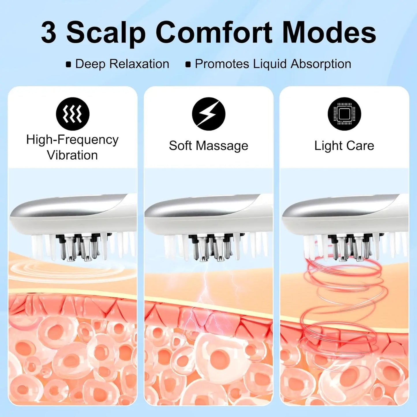 3 in 1 EMS Hair Growth Massage Comb with Hair Oil Dispenser Red Blue