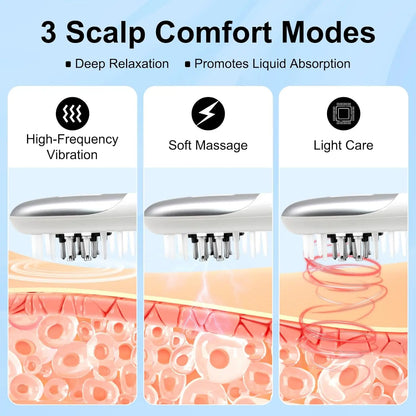 3 in 1 EMS Hair Growth Massage Comb with Hair Oil Dispenser Red Blue