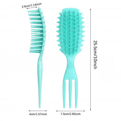 Curly Hair Brush Gentle Detangling Hairbrush Scalp Massage 3-in-1
