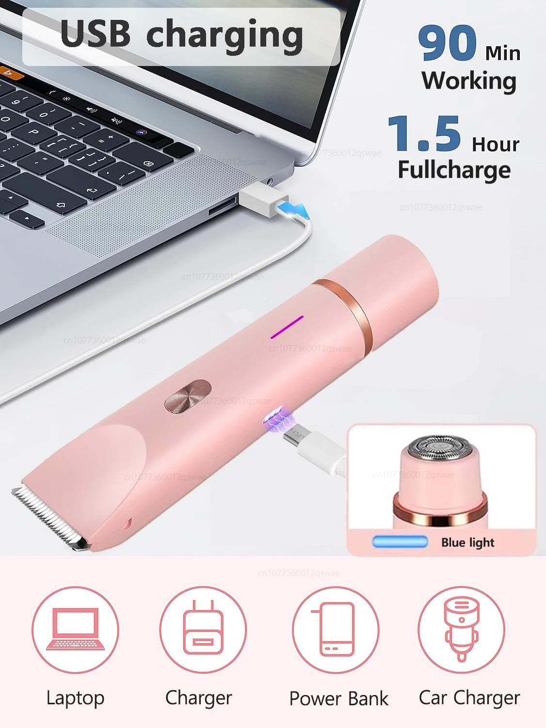 Women Electric Shaver Dual Head Bikini Trimmer Waterproof Body Hair  Trimmer Facial Hair Remover for Bikini Underarm Leg Arm