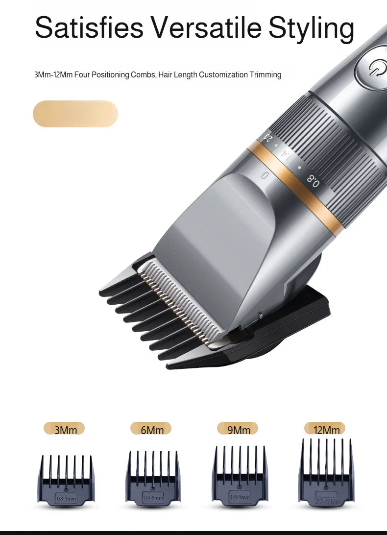 Professional Hair Clipper Set Electric Hair Trimmer with Limit Comb LED Digital Display USB Rechargeable Hair Care Tools