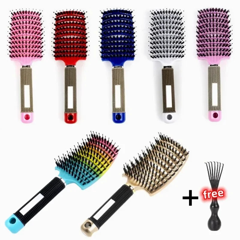 Hair Brush Detangling Hairbrush Bristle&Nylon Women's Wet Curly Hair
