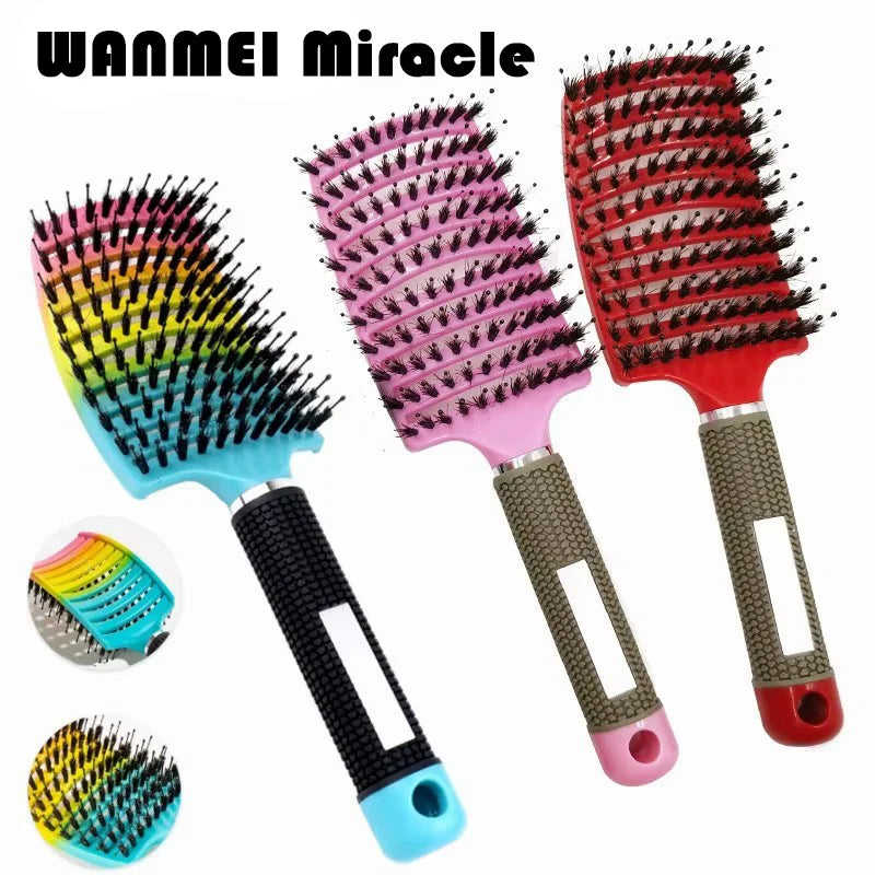 Detangling Hairbrush Scalp Massage Comb Bristle Nylon Women Magic