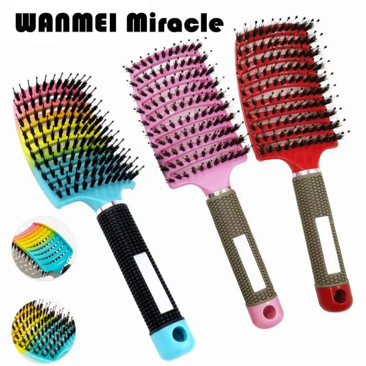 Detangling Hairbrush Scalp Massage Comb Bristle Nylon Women Magic
