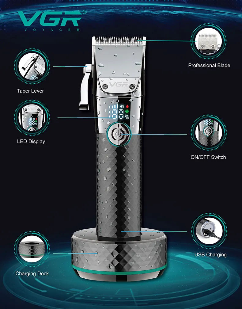 VGR Long Life Hair Trimmer Powerful Power Hair Trimmer Set for Men with Base series hair trimmer