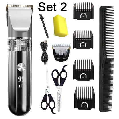 Electric Hair Clipper Professional Trimmer Household Waterproof LED Display Men Hair Trimmer USB Charging Haircut Tools Set