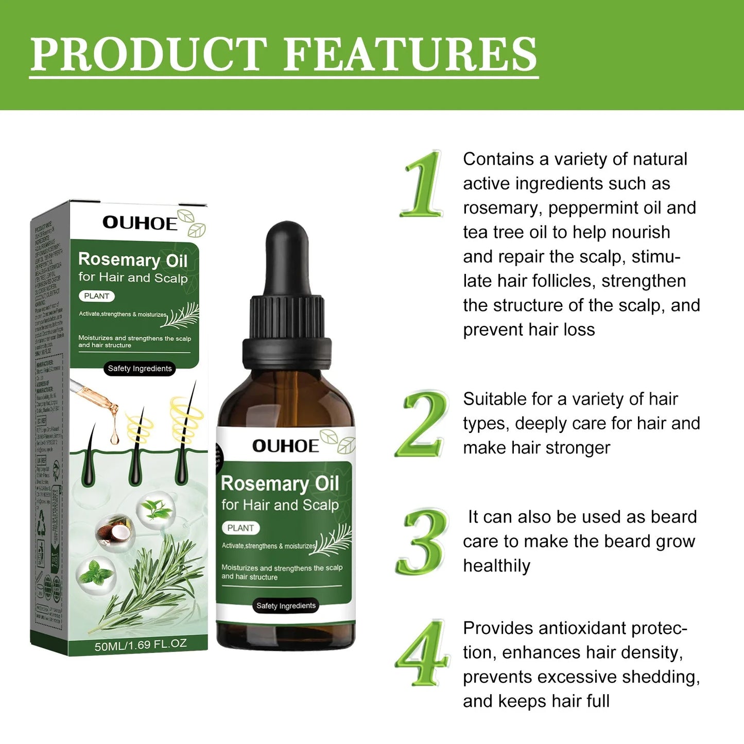 Rosemary Hair Growth Oil Hair Care Thickness Loss Deep Nourishing