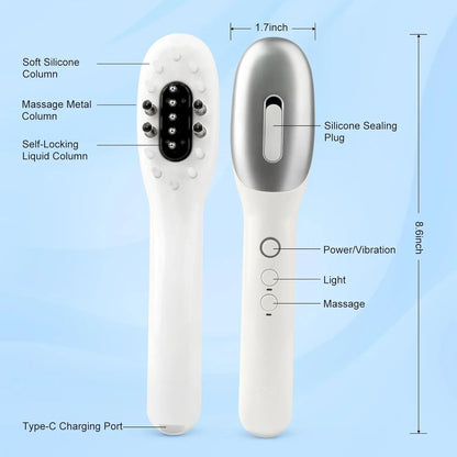 3 in 1 EMS Hair Growth Massage Comb with Hair Oil Dispenser Red Blue