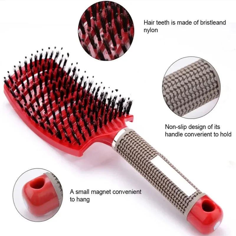 Hair Brush Detangling Hairbrush Bristle&Nylon Women's Wet Curly Hair