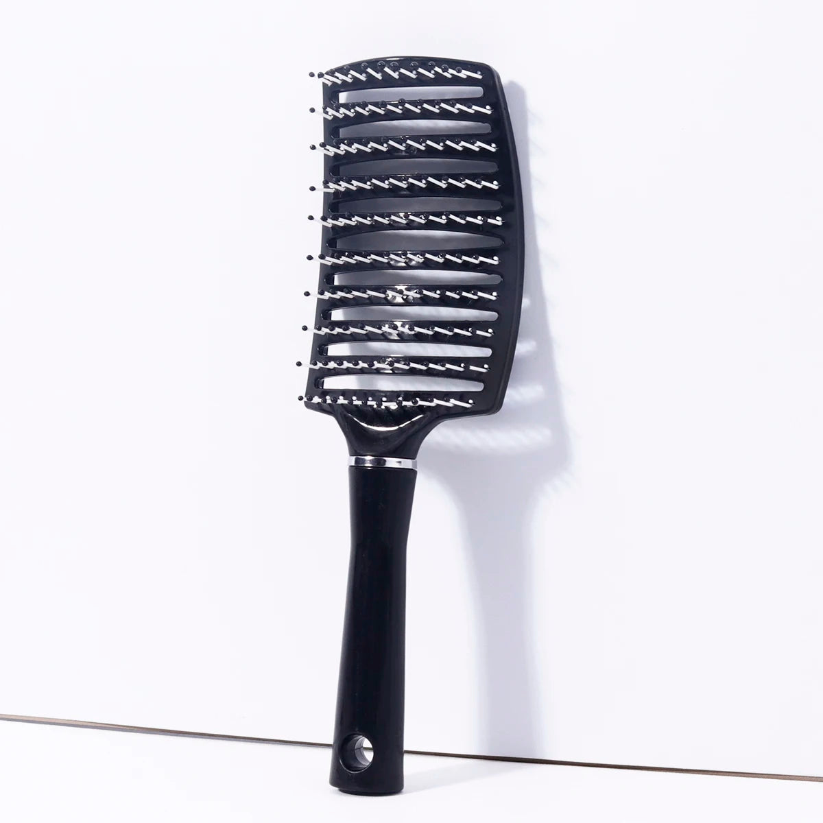 1pc black large curved nylon hair brush design ventilation brush,