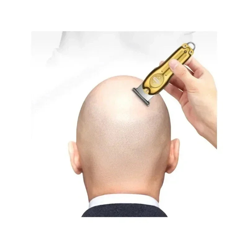 Kemei KM-679 Wholesale Electric Gold Silver Color Hair Trimmer USB Charging Mini LCD Light Carving Scissors Hair Clipper for Men