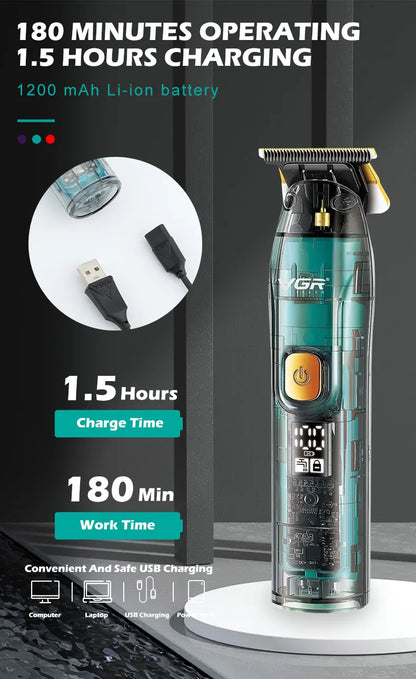 Original VGR Professional Hair Trimmer For Men Electric Beard Trimmer Rechargeable Hair Clipper Washable Haircut Barber Shop Kit